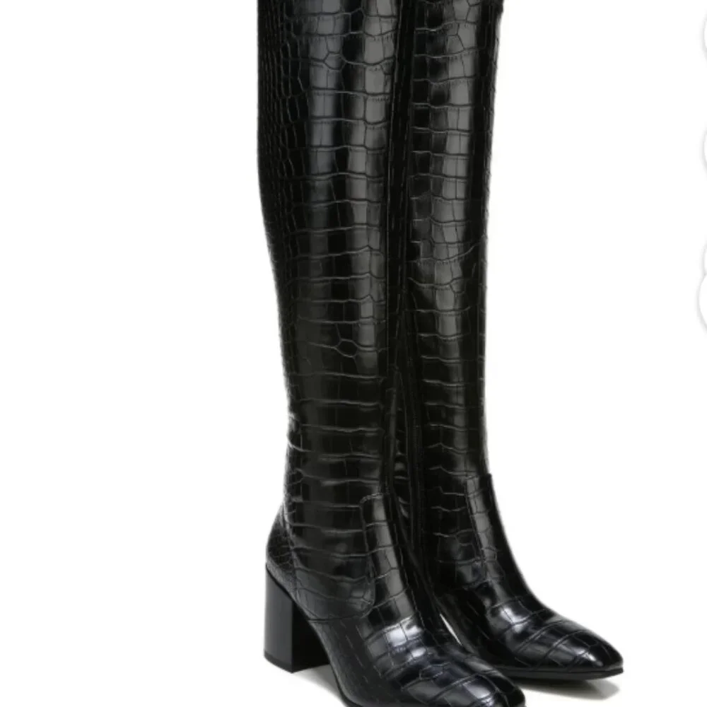 Franco Sarto Talifer Faux Croc Embossed Tall Block Heel Boots